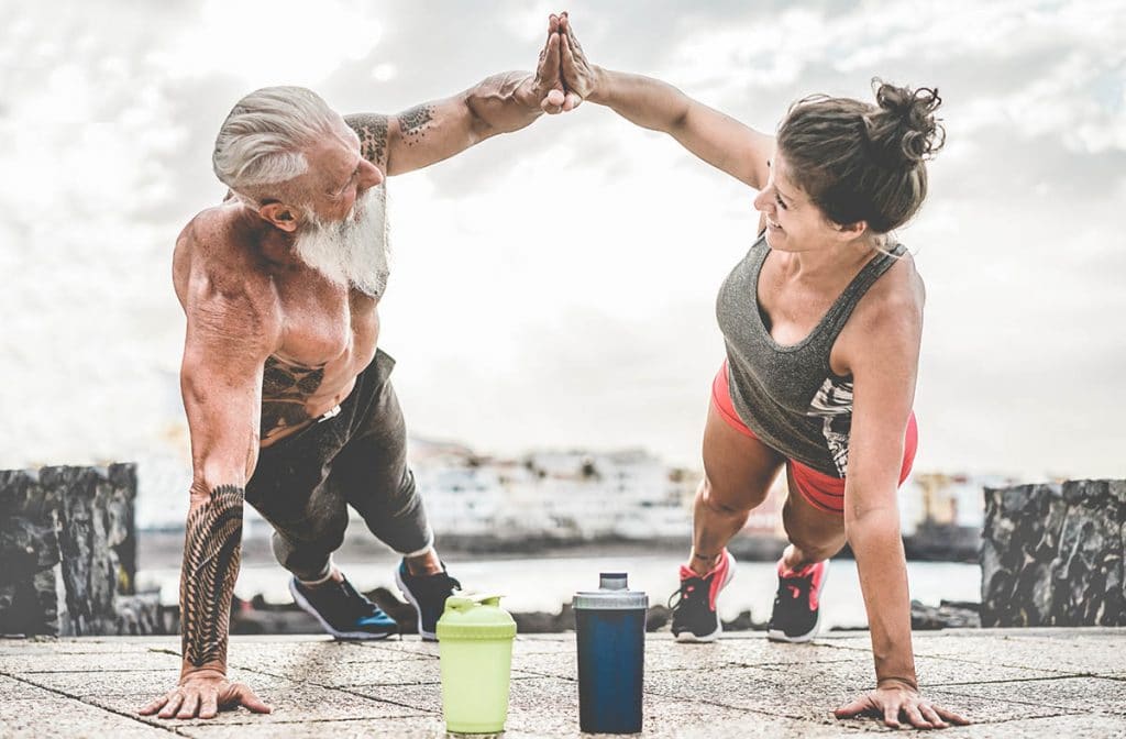 Couple working out and staying fit