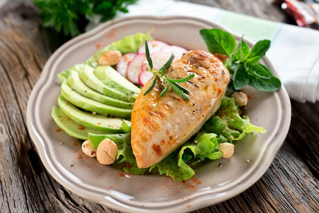 Grilled chicken breast offers high protein content