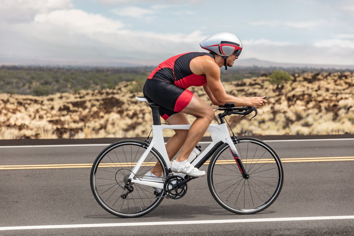 Leucine supplement: cyclist on the road