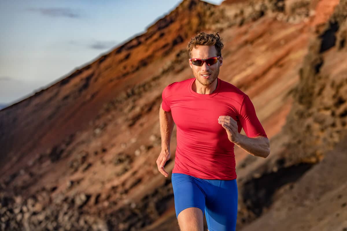 Muscular endurance: man doing a trail run