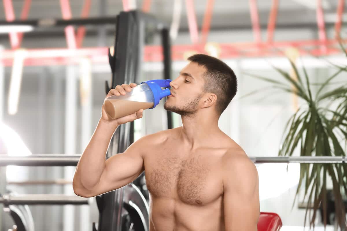 Man drinking his protein shake