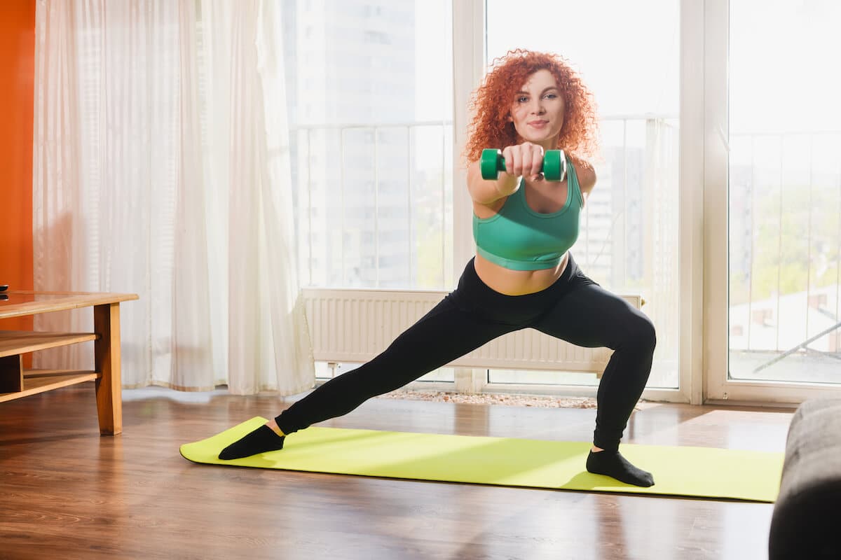 Woman working out at home