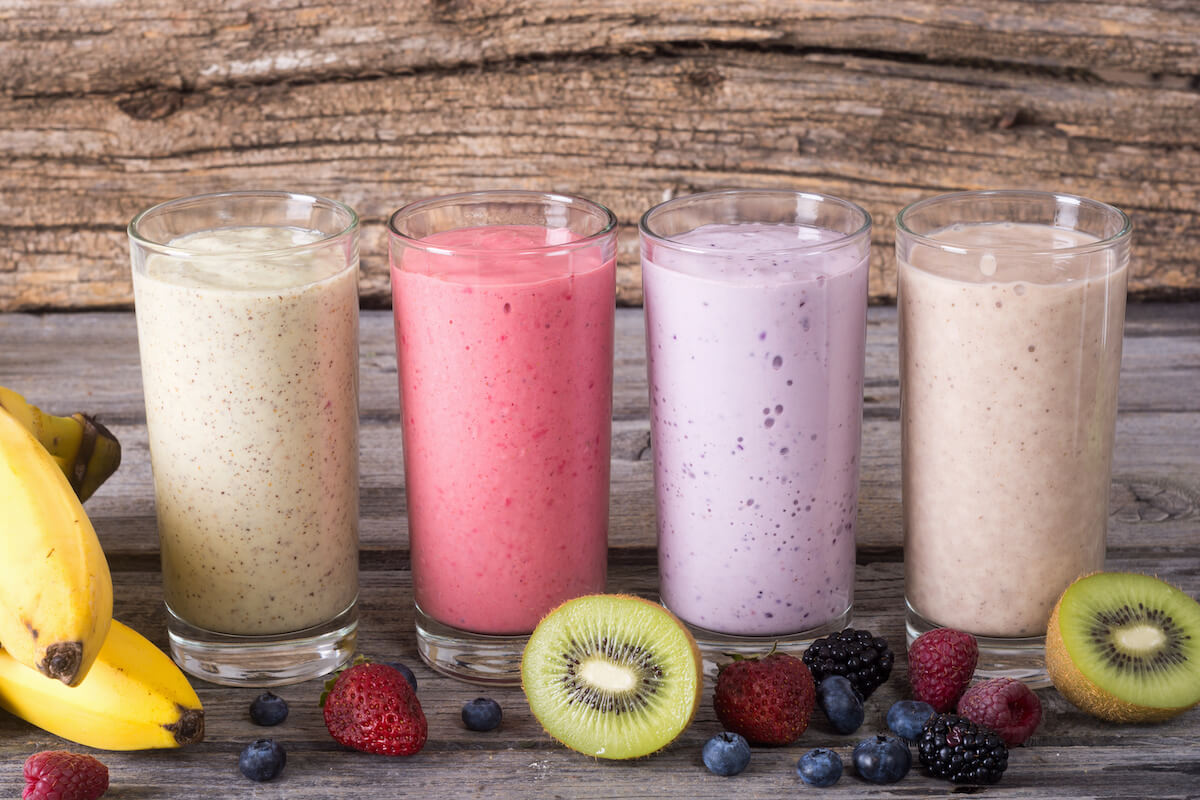 Four different kinds of smoothies