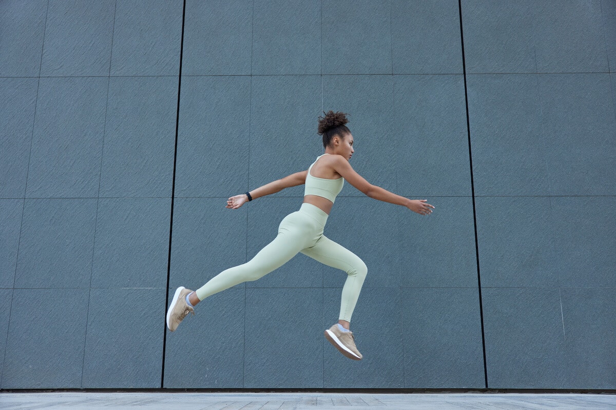 Woman running outside